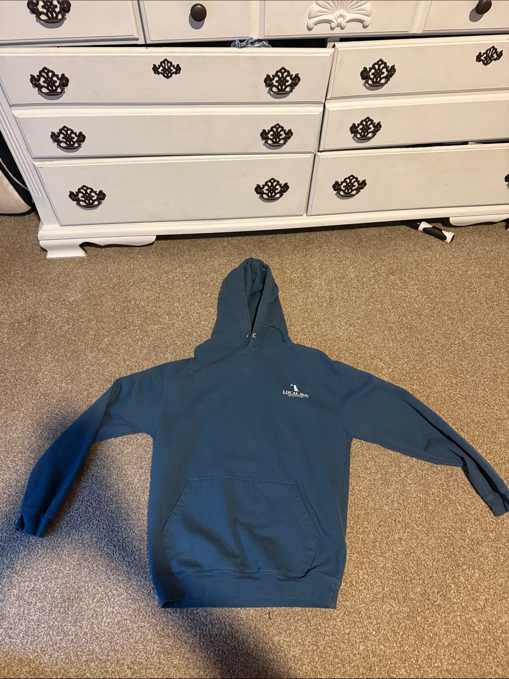 L.L.Bean Men's Teal Hooded Pullover Sweatshirt